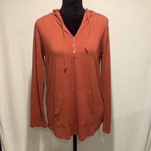 Market & Spruce Hooded Henley Stitch Fix Orange Sm